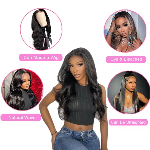 Miniatura 5 de Beauty Queen Paquetes de Cabello Humano Brasileño Ondulado - 3 Paquetes Cortos (10 12 14 Pulgadas) Grado 10A 100% Sin Procesar Tejido Extensiones