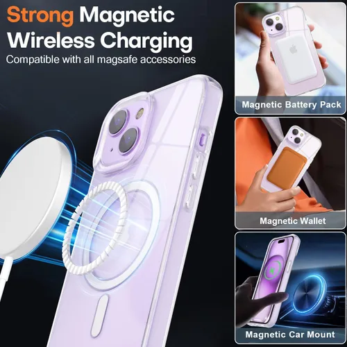 Miniatura 138 de Fuerte magnético para iPhone 11, compatible con Magsafe, [resistente a caídas de 13 pies] Funda trasera translúcida mate con sensación de piel