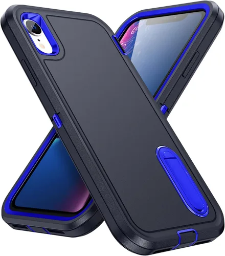 Miniatura 11 de IDweel Funda para iPhone XR, color negro para iPhone XR con soporte para hombres, protección resistente a prueba de golpes, antiarañazos, ajuste