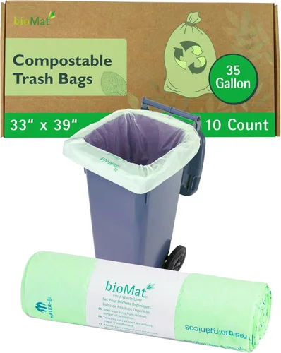 Miniatura 20 de bioMat Bolsas de basura compostables de 2.6 galones, 125 unidades, bolsas de basura pequeñas y planas para cocina, con certificación BPI, CMA y OK