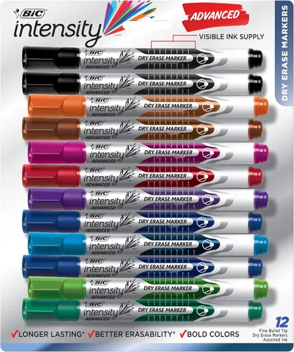 Miniatura 10 de BIC - Marcadores de borrado en seco Magic Marker, estilo de bolsillo, punta redonda, surtidos, paquete de 4