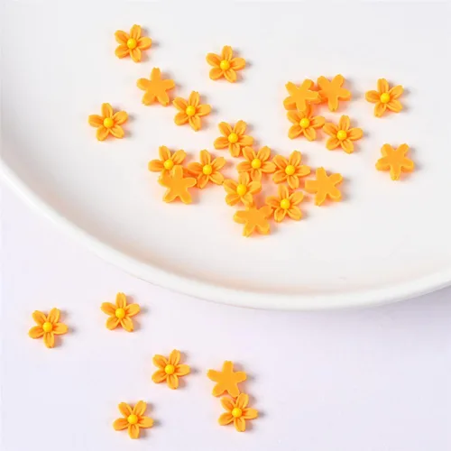 Miniatura 7 de Czsycdsf 100 mini flores de resina de 0.28 pulgadas (0.276 in), botones de flores de espalda plana 3D, adornos de flores de resina para Café profundo