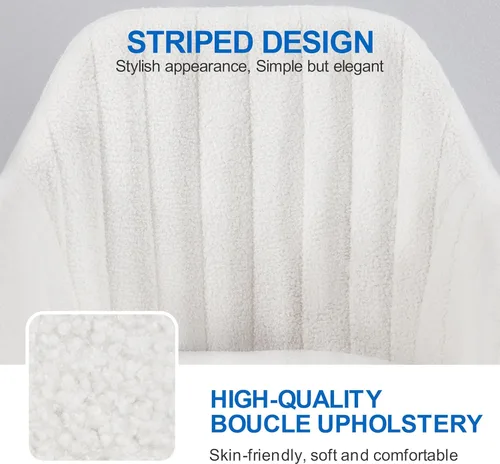 Miniatura 7 de Yaheetech Boucle - Silla de tocador de escritorio con respaldo, cómoda silla rodante de oficina con ruedas, ergonómica, altura ajustable, giratoria