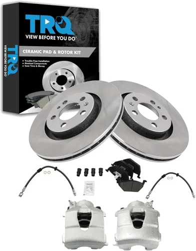 Miniatura 71 de TRQ Juego de pastillas de freno delanteras y rotores de cerámica, pinzas, mangueras, compatibles con Honda Odyssey 2005-2010