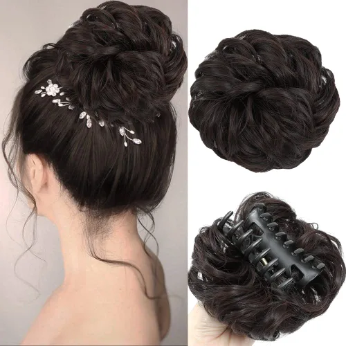 Miniatura 14 de Extensiones de cabello con moño desordenado, superlargas, estilo recogido, recogido, con banda elástica, para mujeres y niñas (12H24)