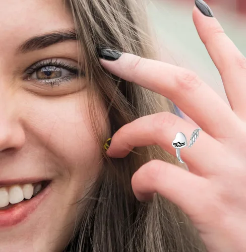 Miniatura 3 de Anillo inspirador de plata de ley 925, diseño de alas de ángel, personalidad, motivación, regalo para adolescentes, niñas, mujeres hijas