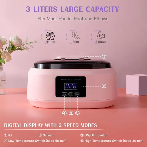 Miniatura 5 de Biutee Máquina de cera de parafina para manos y pies, control inteligente de temperatura, cera de parafina, baño para el hogar, spa, kit de máquina