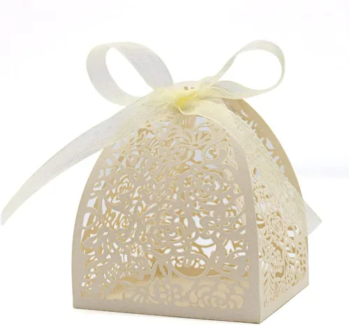 KPOSIYA - 70 Cajas para dulces, cortadas con láser, 2.5 x 2.5 x 3.1 pulgadas, cajas de regalo para despedidas de soltera, cumpleaños o boda