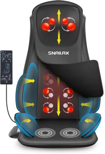 Miniatura 11 de Snailax Masajeador Shiatsu de Cuello y Espalda con Calor, Masajeador de Cuello de Altura Ajustable con Rodillos, Almohada de Masaje para Silla