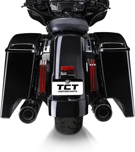 Miniatura 6 de TCT-MOTORPARTS - Alforja extensa de 5 pulgadas con pestillos negros, color negro brillante Negro vívido con pestillos negros