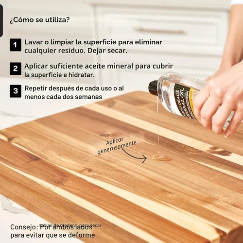 Miniatura 5 de Aceite mineral de calidad alimentaria para tablas de cortar, encimeras y bloques de carnicero - Alimentos seguros, fabricado en EE. UU.