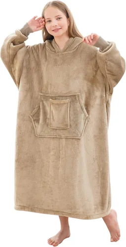 Miniatura 35 de FUSSEDA - Sudadera con manta portátil de gran tamaño, forro polar cálido y grueso con capucha sherpa acogedora con bolsillos y mangas. Regalo