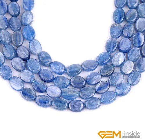 Miniatura 3 de GEM-insid - Cuentas sueltas de cianita azul, cuentas de energía natural para hacer joyas, 0.27 x 0.315 pulgadas, ovaladas de 15 pulgadas