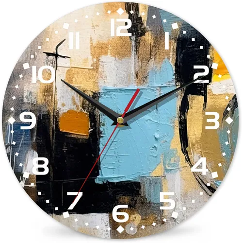 Reloj de pared, arte abstracto colorido, pintura al óleo, reloj de pared silencioso sin tictac, funciona con pilas, 10 pulgadas, decoración del