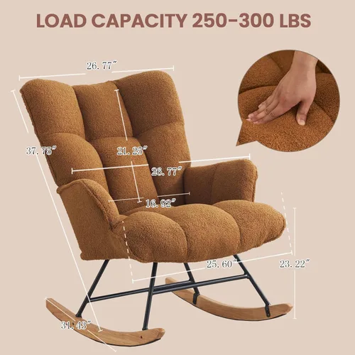 Miniatura 2 de Mecedora de peluche para bebé, tapizado para bebé, para adultos, para interiores, cómodas sillas de lactancia compactas de sherpa para espacios