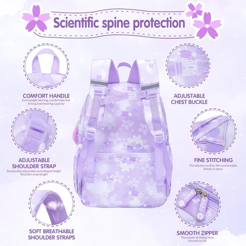 Miniatura 4 de Linda Mochila para Niñas Escolar Bolso para Estudiantes Niños Bolso de Libro con Múltiples Bolsillos Mochila Infantil Resistente a Salpicaduras