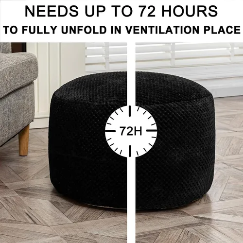 Miniatura 4 de Asuprui Puf otomano de relleno, reposapiés otomano de relleno, taburete suave con relleno, 20 x 20 x 12 pulgadas, silla mullida para el suelo