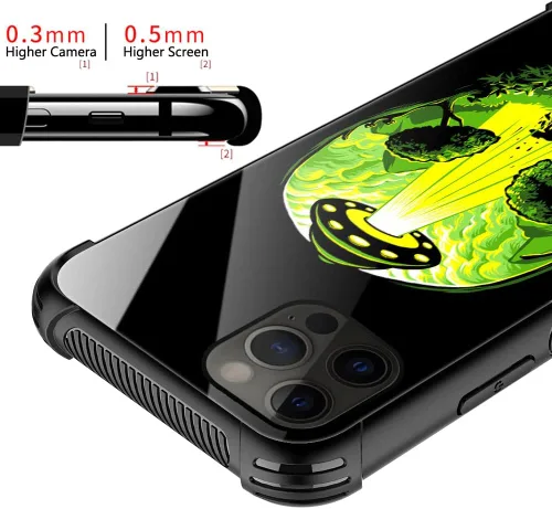 Miniatura 2 de ZHEGAILIAN Funda compatible con iPhone 12/12 Pro, funda de invasión de vaca alienígena OVNI, parte trasera de vidrio templado + funda protectora
