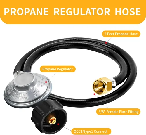 Miniatura 3 de GasSaf Regulador de propano de 3 pies con manguera, piezas de gas propano de baja presión para parrilla Weber, parrillas Blackstone, calentadores
