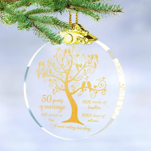 Miniatura 3 de Regalos de ornamento de boda de 50 años para el 50 aniversario, ornamentos de boda de 50 aniversario, regalo de ornamento de vidrio de 50 años como