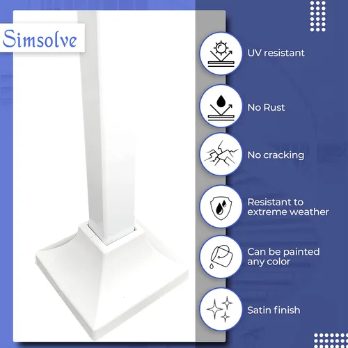 Miniatura 7 de Base de poste de cubierta – Durable, base de zapato que se ensambla instantáneamente transforma los pies de barandillas de mano y escalera – Blanco