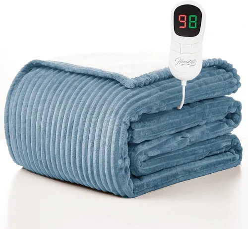 Miniatura 19 de Homemate Manta térmica eléctrica de 50 x 60 pulgadas, manta térmica de 1/2/4/6/8 horas de apagado automático, 10 niveles de calor, protección contra