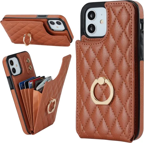 Miniatura 13 de Folosu Funda compatible con iPhone 12 iPhone 12 Pro con soporte para tarjetas, rotación de 360°, soporte de anillo de dedo con función atril, Blanco