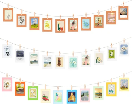 Paquete de 30 marcos de fotos de papel de cartón, para colgar en la pared con clips, marco de fotos de collage para decoración de pared bohemia,