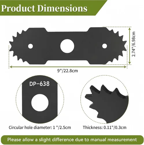 Miniatura 5 de Cuchilla de bordeadora de 9 pulgadas 638006008 638006007 con dientes compatibles con Ryo bi RY13050 RY13050A RY15518 RY40030, hoja resistente de 9