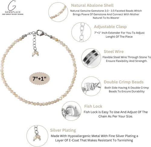 Miniatura 7 de Pulsera de cuentas de piedras preciosas de 0.118 in