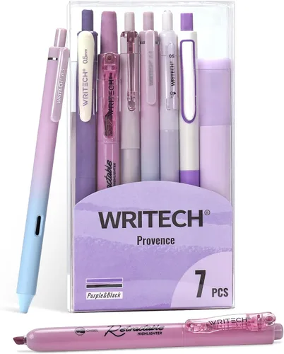 Miniatura 8 de WRITECH Bolígrafos de gel y resaltadores para diario: set de diario con estética de colores pastel surtidos, tinta de 0.5 mm de punta fina, Rosa