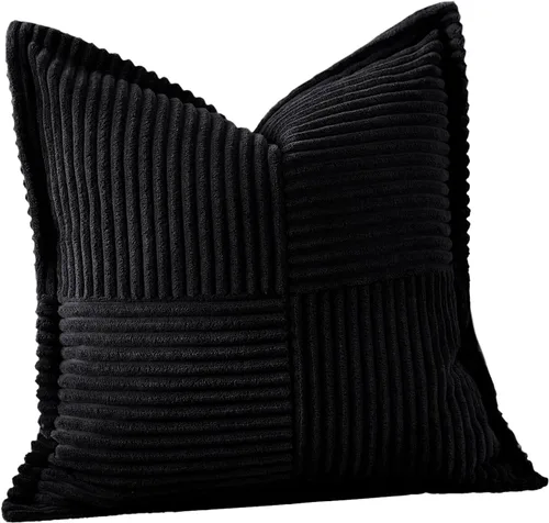 Miniatura 5 de OTOSTAR Fundas de almohada de pana a rayas con empalme, fundas de almohada bohemias súper suaves laterales decorativas con textura para sofá, cama