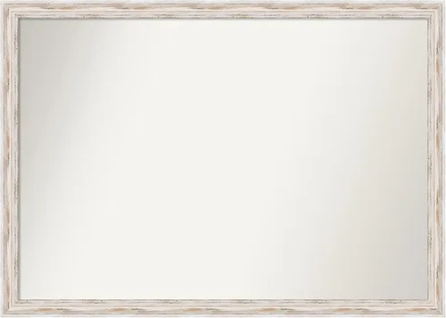 Miniatura 370 de Amanti Art Espejo de baño blanco para sobre el fregadero, 30 x 35 pulgadas, espejo de tocador rectangular estrecho de Eva de oro blanco, marco