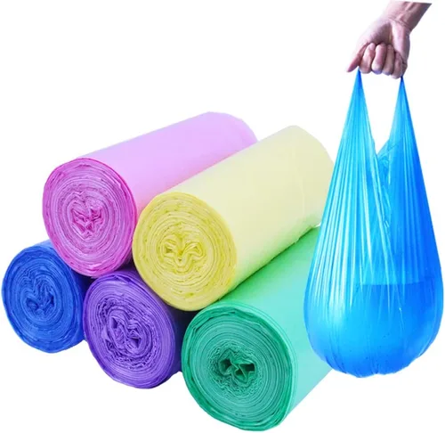 Miniatura 8 de 200 bolsas de basura de 4 galones, pequeñas bolsas de basura coloridas con asa para el hogar, oficina, baño, papelera Colorido