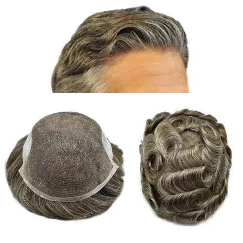 Miniatura 66 de Mens Toupee Hair Piece Human Hair Replacement System For Men Soft French Lace Men Hair System Hairpieces For Men Toupee For Men Protesis Capilar