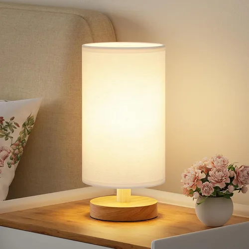 Miniatura 17 de Fenmzee Lámpara de mesa pequeña para dormitorio, control en línea, lámpara de noche con bombilla LED A15 de 3000 K, fácil montaje