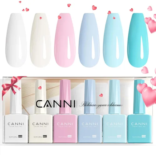 Miniatura 23 de CANNI Juego de esmaltes de uñas de gel marrón sin hema, 6 colores de 0.3 onzas líquidas, kit de esmalte de gel de color marrón claro, azul nude, kit
