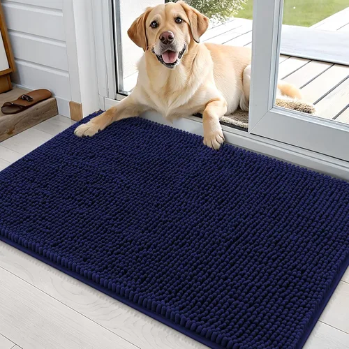 OLANLY - Tapete para puerta de perro y patas sucias, absorbe la humedad y la suciedad, antideslizante, lavable, de felpilla de secado rápido, para
