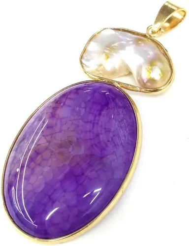 Miniatura 6 de LE SKY colgantes de piedra natural perlas de agua dulce y concha de abulón colgantes para la fabricación de joyas 31X76mm (2 PCS)., Piedra Perla