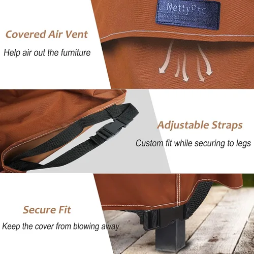 Miniatura 3 de NettyPro Funda rectangular impermeable para mesa de centro de patio, 36 x 20 x 18 pulgadas, para muebles de exterior, rectangular, color marrón