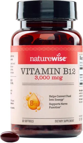 NatureWise Vitamina B12 3000 mcg - Fuerza Extra - Suplemento para Apoyar los Niveles de Energía, Claridad Mental, Salud del Sistema Nervioso - Fácil
