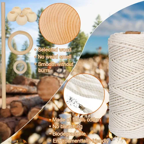 Miniatura 5 de UHAPEER Kits de macramé para adultos principiantes, kit de macramé para colgar plantas DIY y suministros de macramé, con cordón de macramé de Verde
