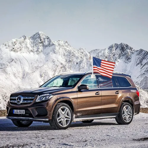 Miniatura 6 de Paquete de 2 banderas de automóvil, bandera de Estados Unidos para exteriores con bandera estadounidense y mástil, el clip para ventana con logotipo