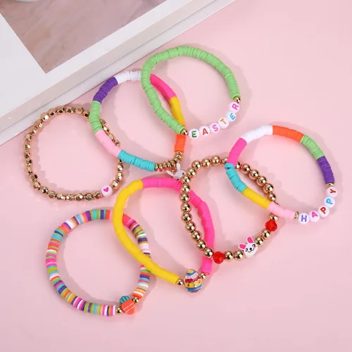 Miniatura 221 de Surfer Heishi - Pulseras apilables para mujer, apilables, de vinilo arcoíris, disco de arcilla, pulseras elásticas para la amistad, joyería bohemia