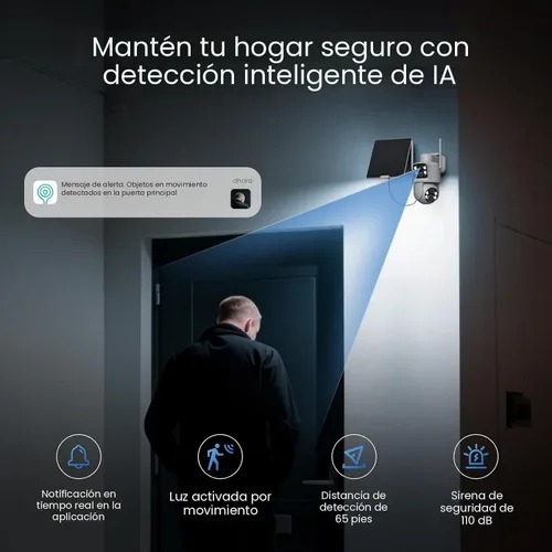 Miniatura 7 de TKENPRO Cámaras de seguridad solar de doble lente inalámbricas para exteriores, video Full HD 2K, visión de 360° Pan/Tilt Cámara de seguridad