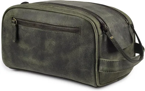 Miniatura 12 de LEATHER VILLAGE - Bolsa de viaje para artículos de tocador de cuero premium con forro impermeable Kit de neceser vintage hecho a mano