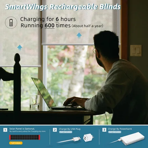 Miniatura 2 de SmartWings Persianas Enrollables Inteligentes Motorizadas con Filtro de Luz, Persianas Eléctricas con Control Remoto para Ventanas Compatibles