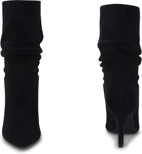 Miniatura 3 de Coutgo Botas holgadas de media pantorrilla para mujer, de gamuza y tacón alto, sin cordones, sexis, puntiagudas