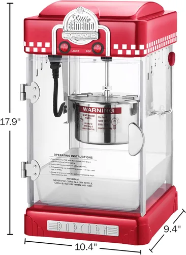 Miniatura 2 de Great Northern - Máquina de crispetas 6072 de estilo italiano retro Little Bambino, Bambino, Rojo