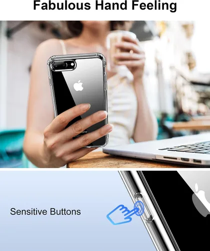Miniatura 8 de HOOMIL Funda para iPhone 7 Plus/iPhone 8 Plus de 5.5 pulgadas, no amarillea, protección contra caídas, cubierta trasera dura transparente